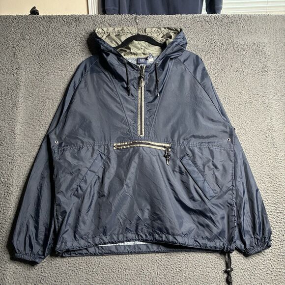 Vintage 90s Gap Anorak Windbreaker Jacket Sz Small Quarter Zip Hooded Packable - Picture 1 of 12